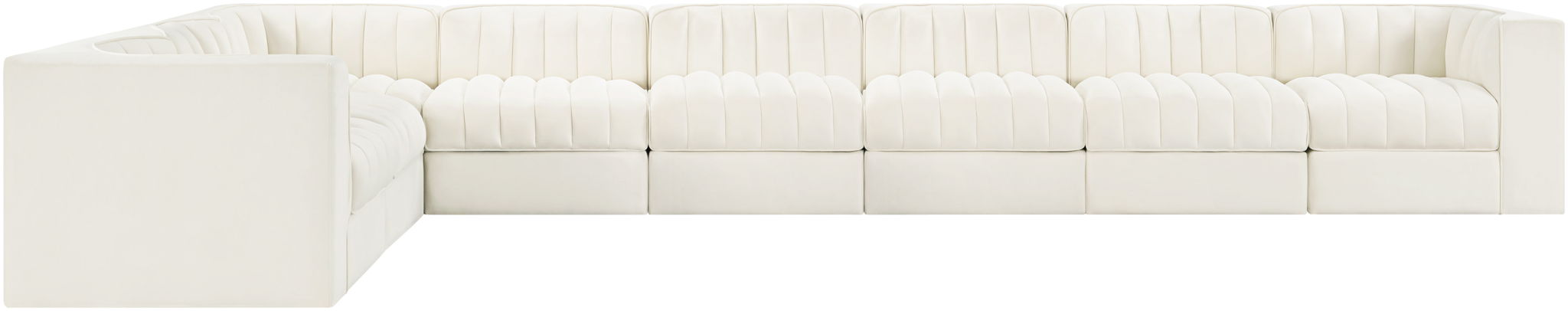 Rummi - Velvet Performance Fabric Upholstered 8 Piece Modular Sectional (With 3 Corner Chairs)