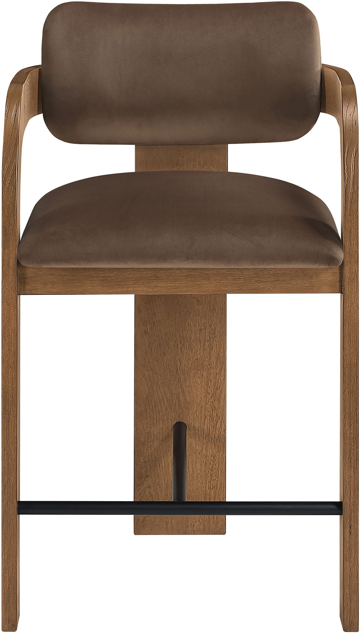 Cedra - Velvet Performance Fabric Upholstered Counter Stool - Brown Frame