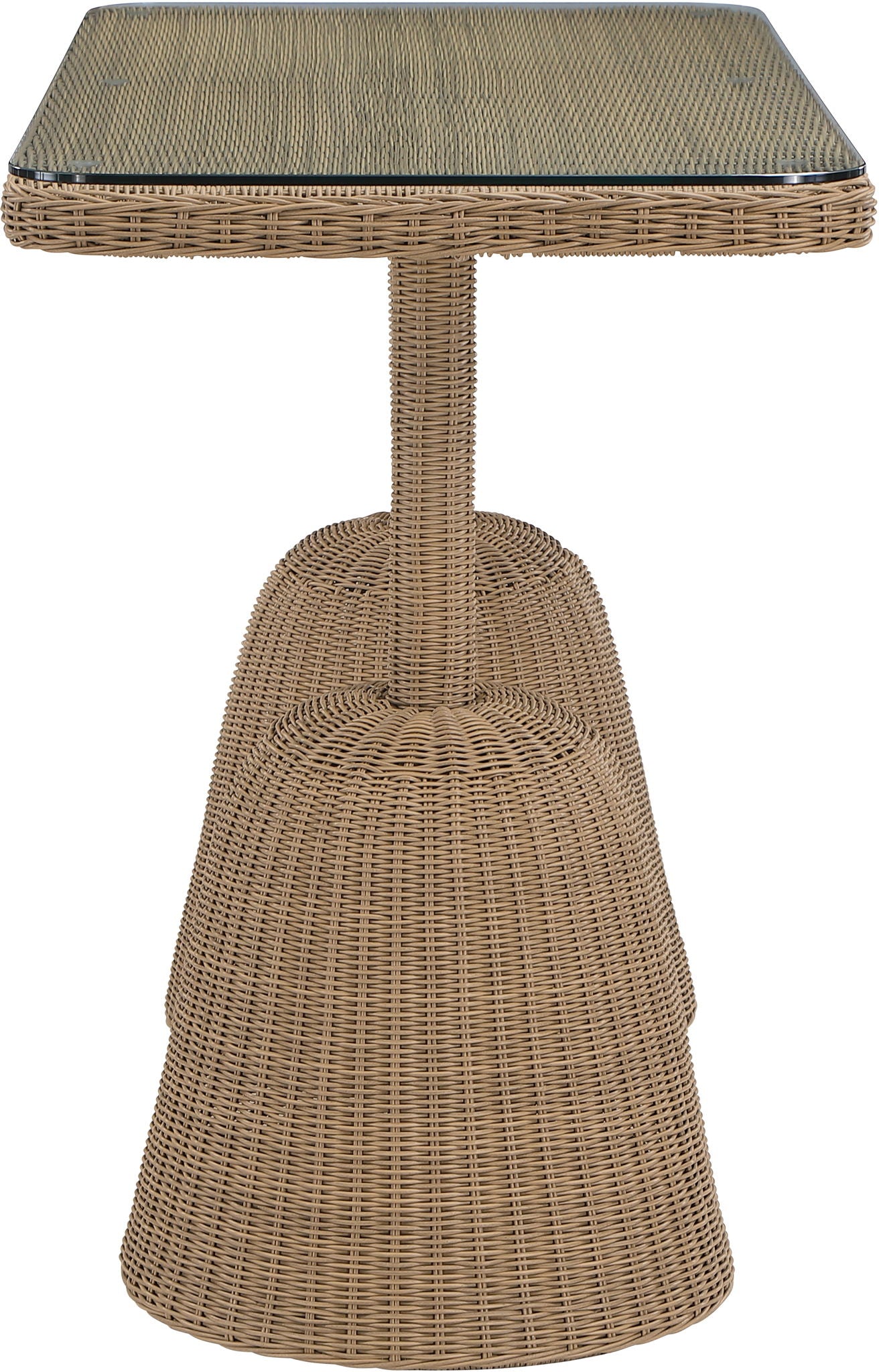 Seacrest - Tempered Glass Top And Wicker Outdoor Patio Bar Height Table