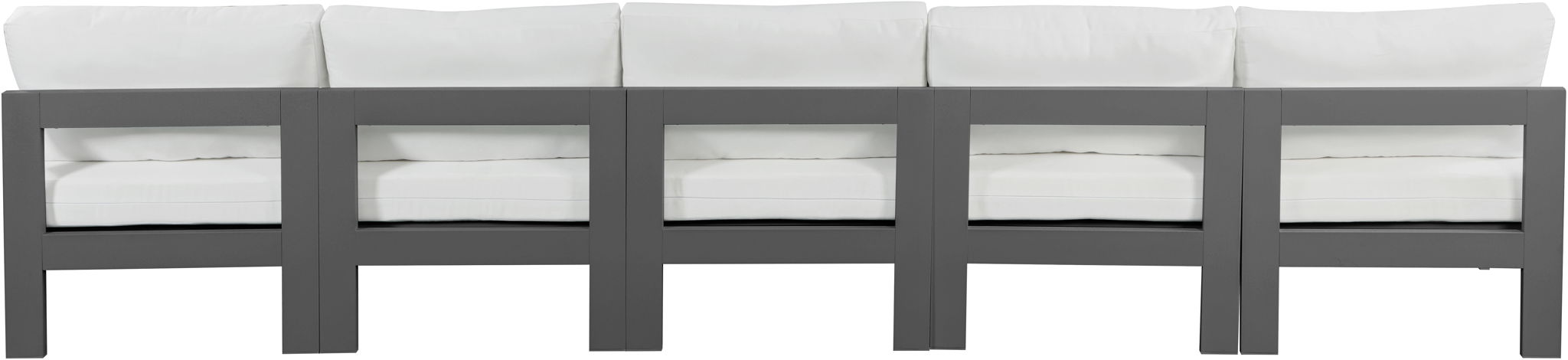 Nizuc - Outdoor Patio 5 Seat Modular Armless Sofa With Gray Frame