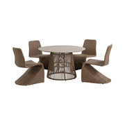 Alesso - 5 Piece Standard Height Dining Set (Round Table And Four Chairs) - Brown