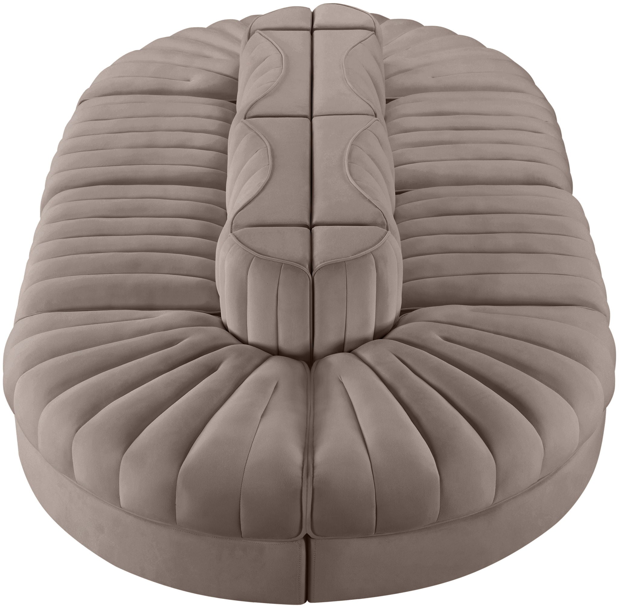Rummi - Oval Velvet Performance Fabric Upholstered 8 Piece Modular Sectional