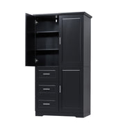 Tall And Wide Storage Cabinet With Doors, 3 Drawers