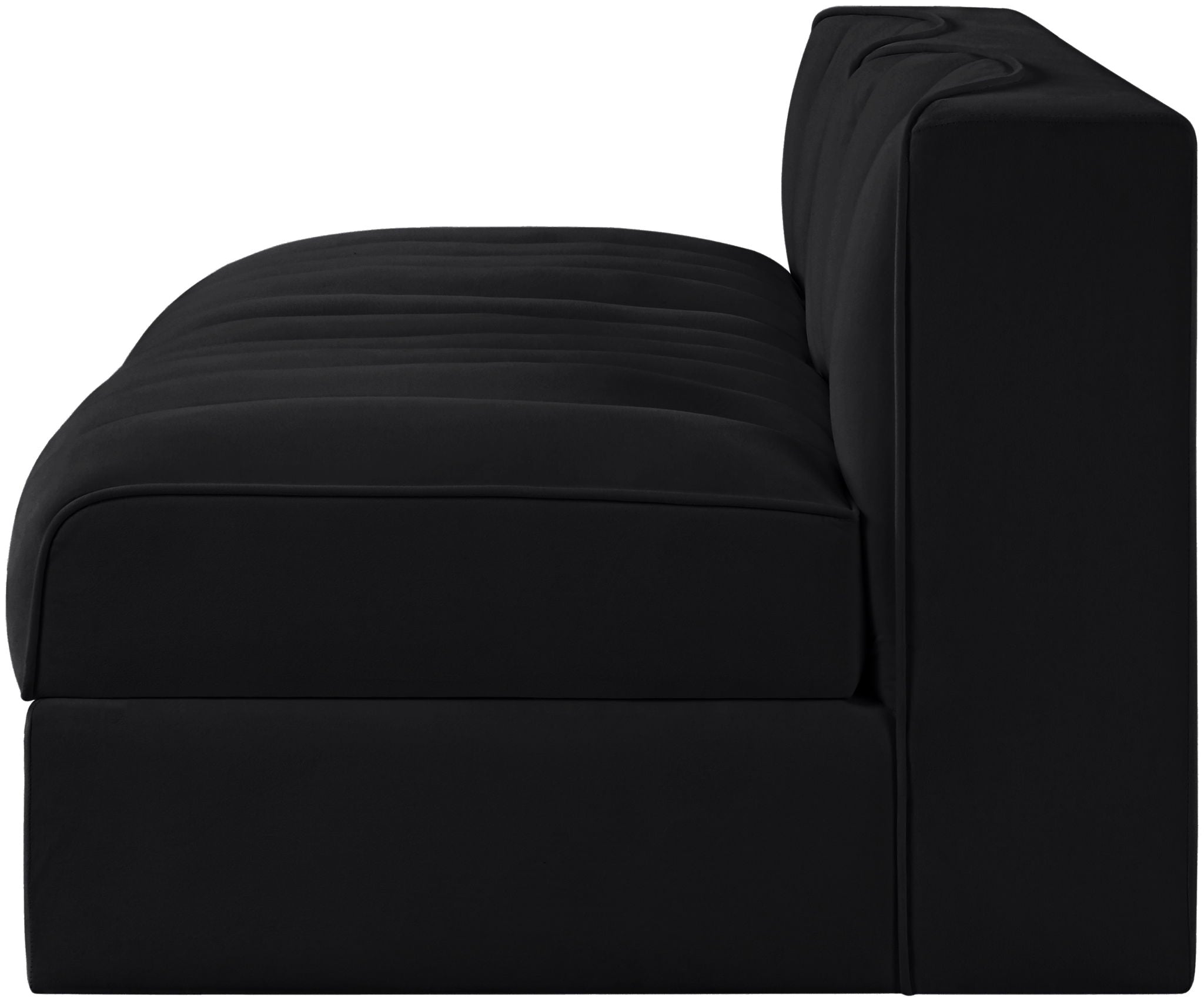 Rummi - Velvet Performance Fabric Upholstered 2 Piece Modular Armless Loveseat