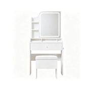 Smart LED Mirror Vanity Set With Storage For Bedrooms - Cream White