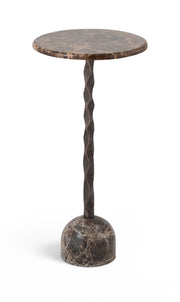 Helix - Genuine Marble Top And Aluminum Base End / Side Table - Brown / Bronze