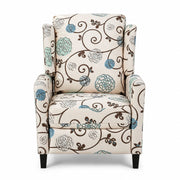 Wingback Recliner Chair With Padded Arms - Beige