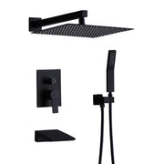 Tub Shower Faucet Set With 12" Rain Shower Head And Handheld Spray Combo
