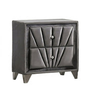 Nightstand, 2 Drawer Upholstered Frame - Gray