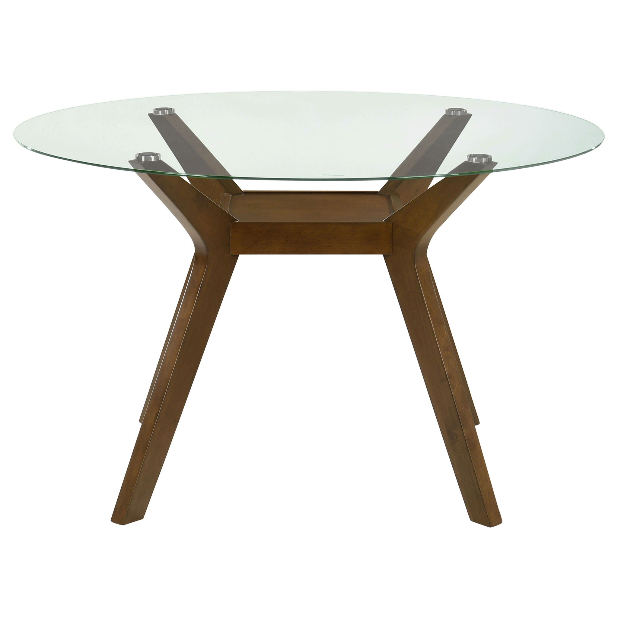 Flynn - Round Glass Top Dining Table - Brown