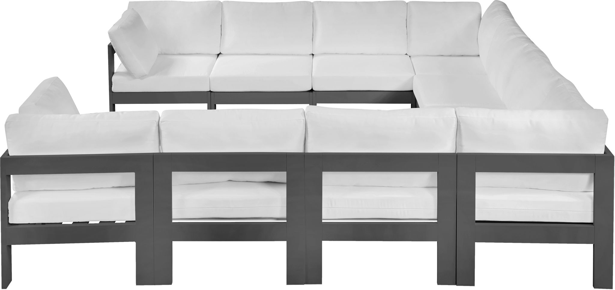 Nizuc - Outdoor Patio 10 Piece Modular Sectional With Gray Frame