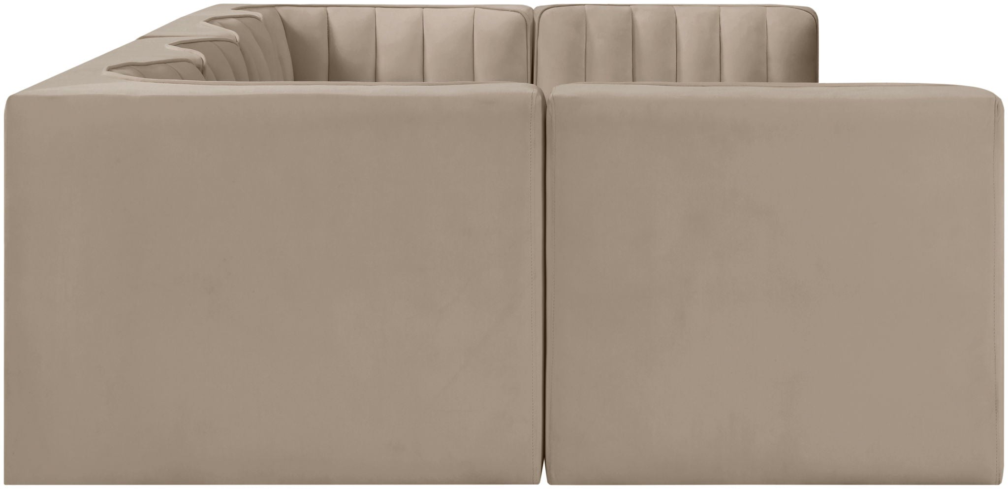 Rummi - Armless Velvet Performance Fabric Upholstered 6 Piece Modular Sectional
