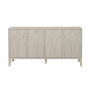 Wood Sideboard With Adjustable Shelves And Storage Cabinet - White Washed