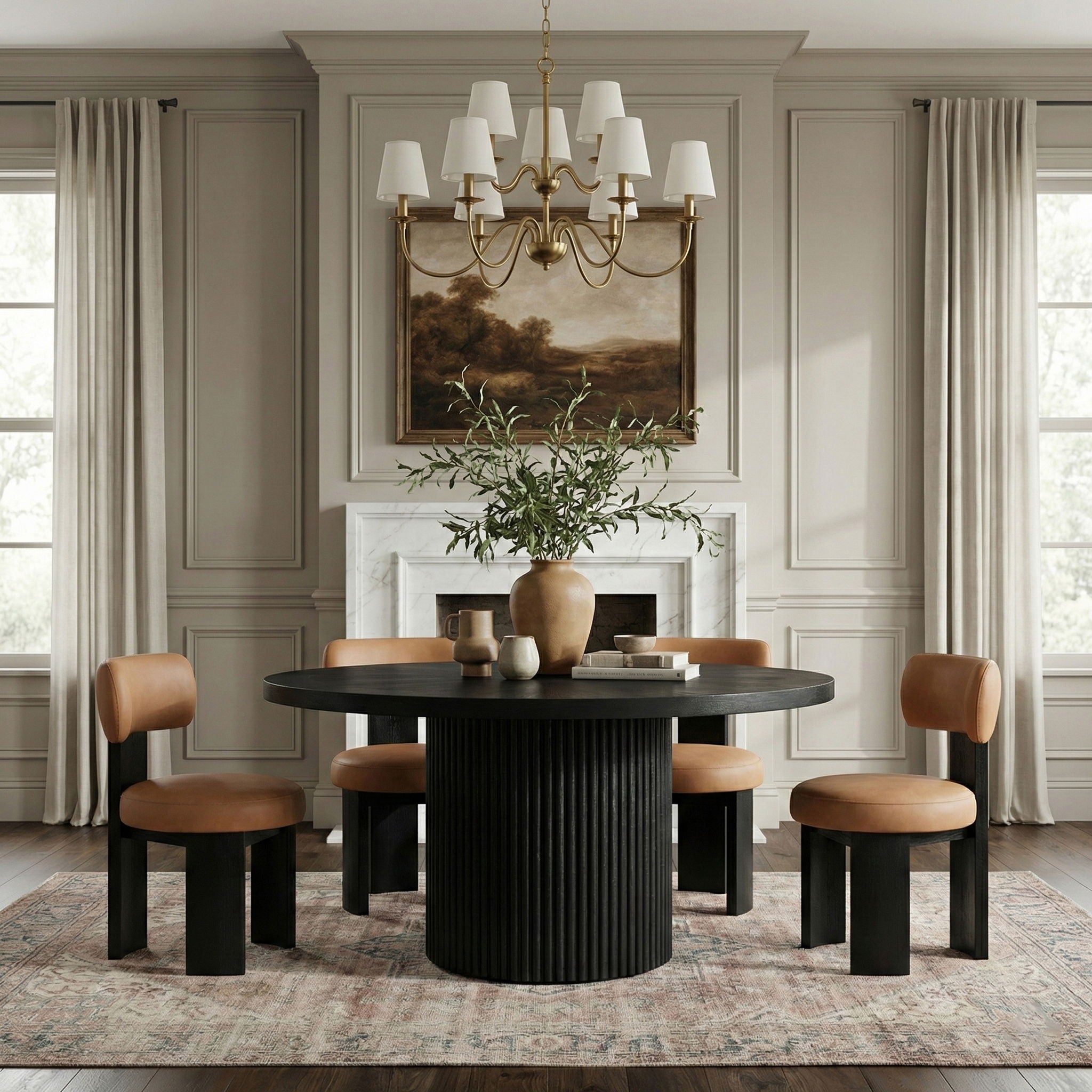 Atelier - Vegan Leather Upholstered Dining Chair (Set of 2) - Black Frame