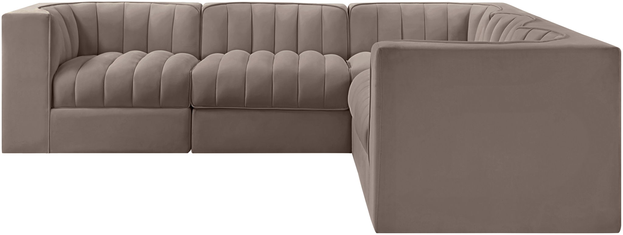 Rummi - Symmetrical Velvet Performance Fabric Upholstered 5 Piece Modular Sectional