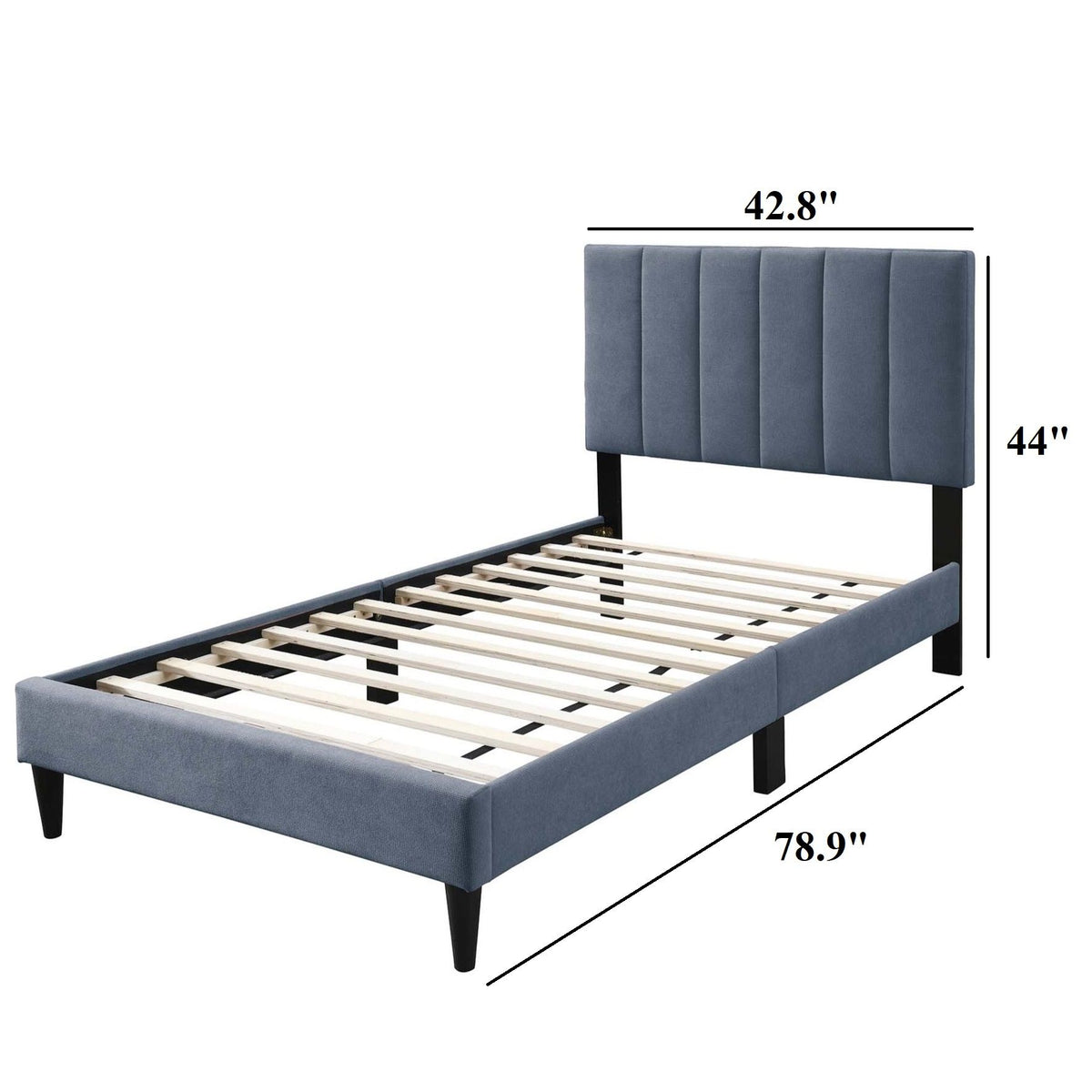 Bed With Channel Tufted Adjustable Headboard