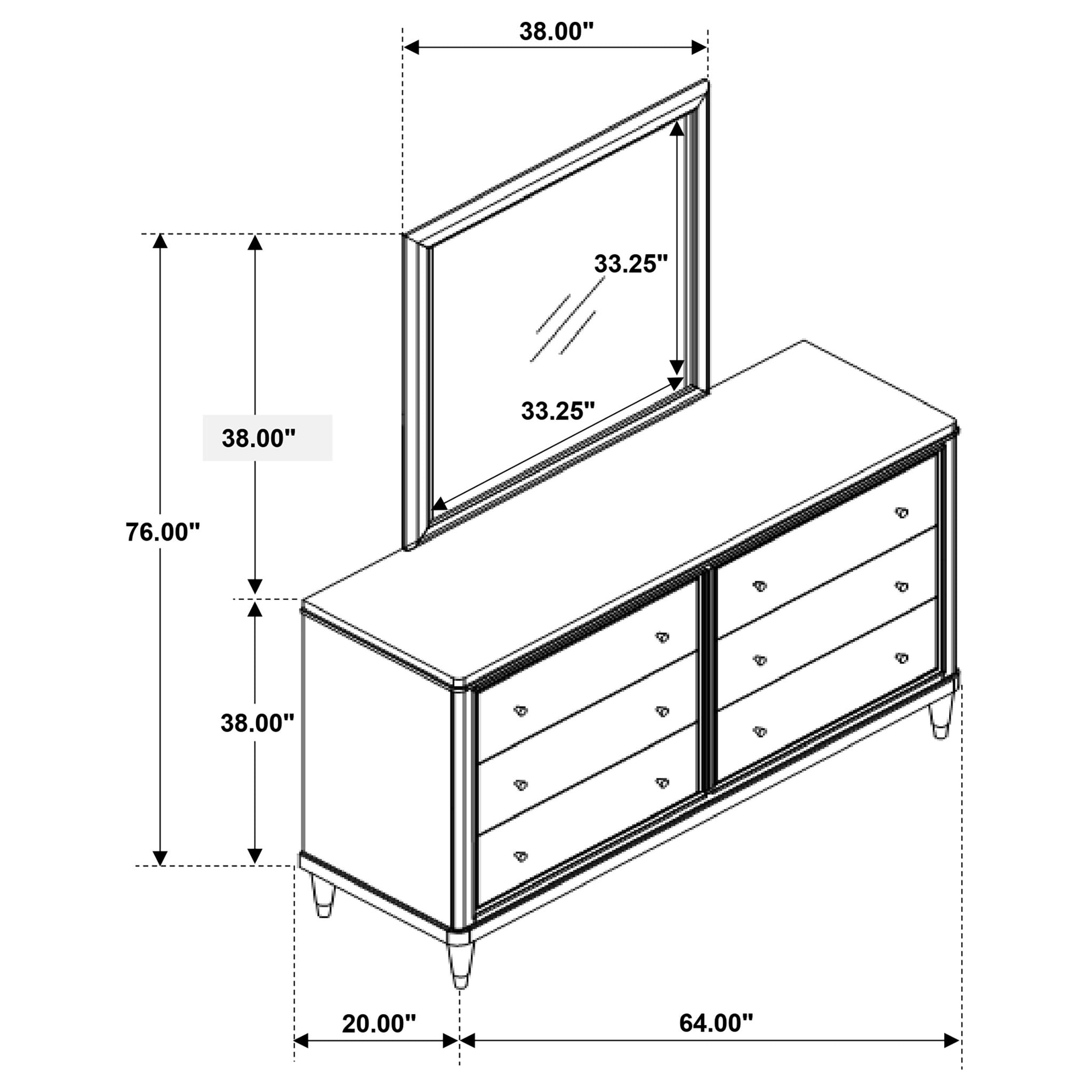 Navarro - 6 Drawer Dresser With Mirror - Brown