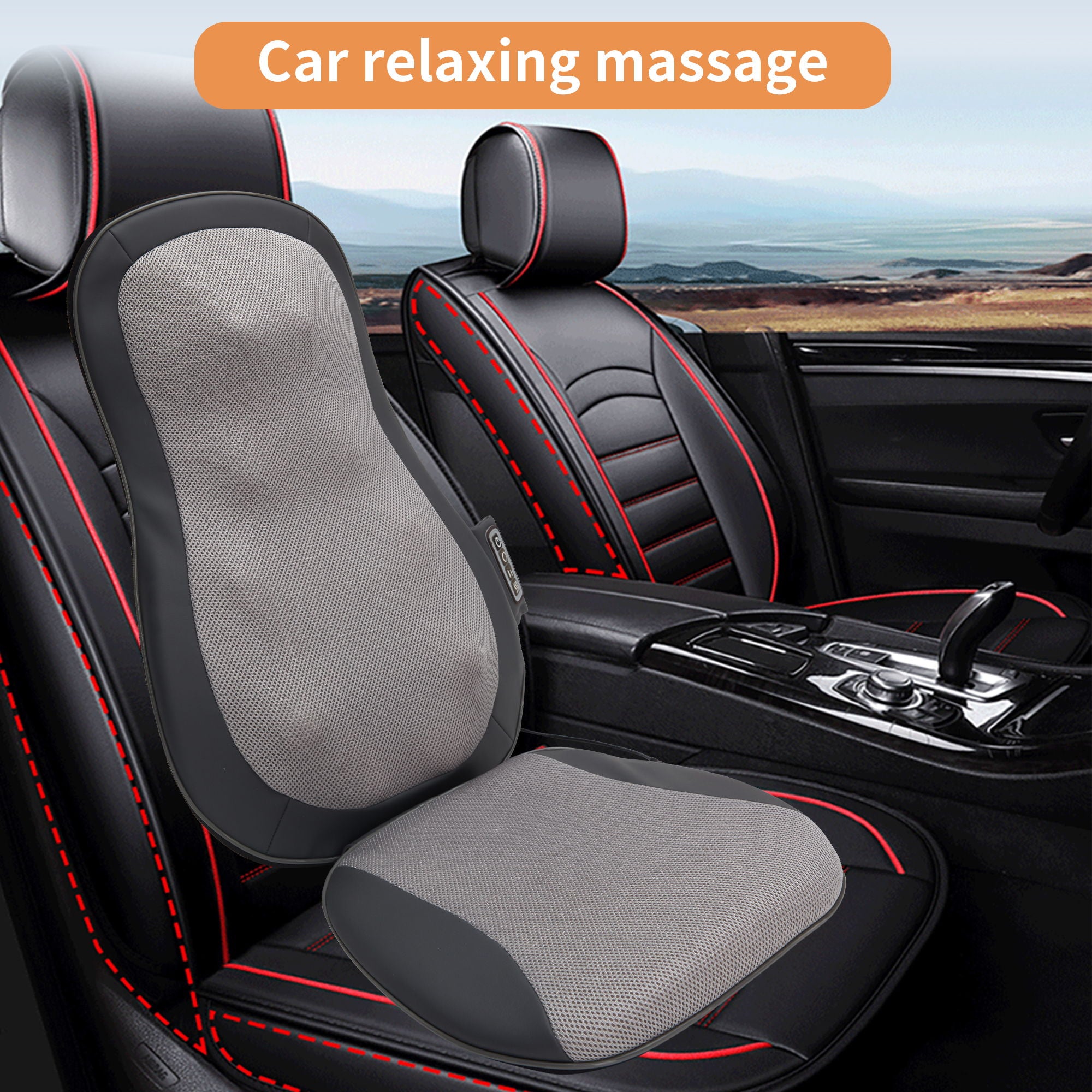 Therapeutic Shiatsu Massage Cushion With Heat Function, Polypropylene - Gray
