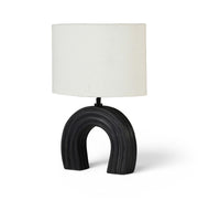 Lithos - Genuine Marble Base And Linen Textured Fabric Shade Table Lamp