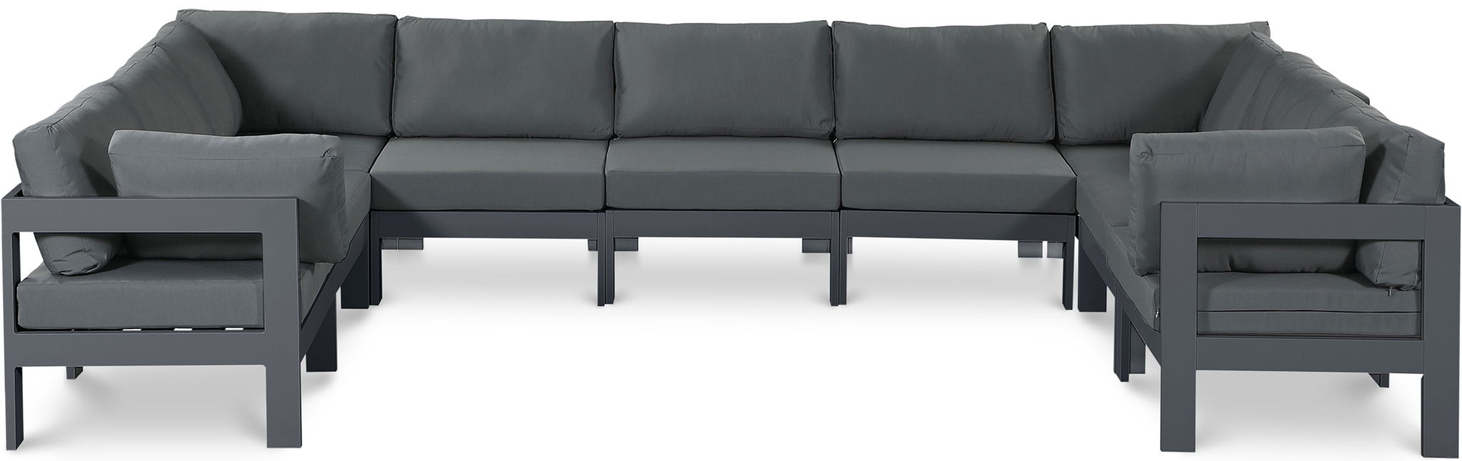 Nizuc - Outdoor Patio 9 Piece Modular Sectional With Gray Frame