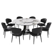 Round Dining Table With 6 Chairs Set - Silver