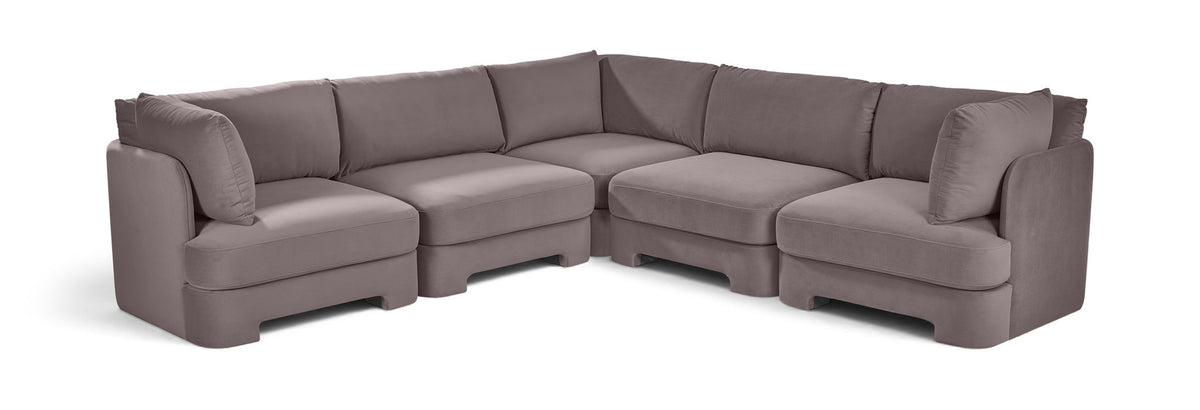 Hammond - Velvet Performance Fabric Upholstered 5 Piece Corner Sectional