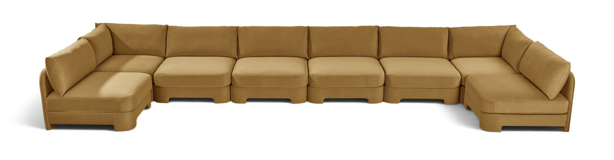 Hammond - Velvet Performance Fabric Upholstered 8 Piece U-Shaped Armless Sectional - Beige