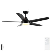 Ceiling Fan With Lights And Remote Control, Reversible DC Motor, 6 Speeds, 3 Cct Dimmable LED, Quiet Timer For Indoor - Black