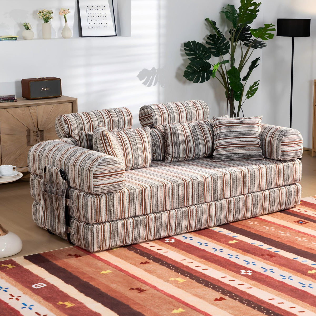 Convertible Sleeper Sofa Bed With High Density Compressed Sponge, Upholstered Couch For Living Room