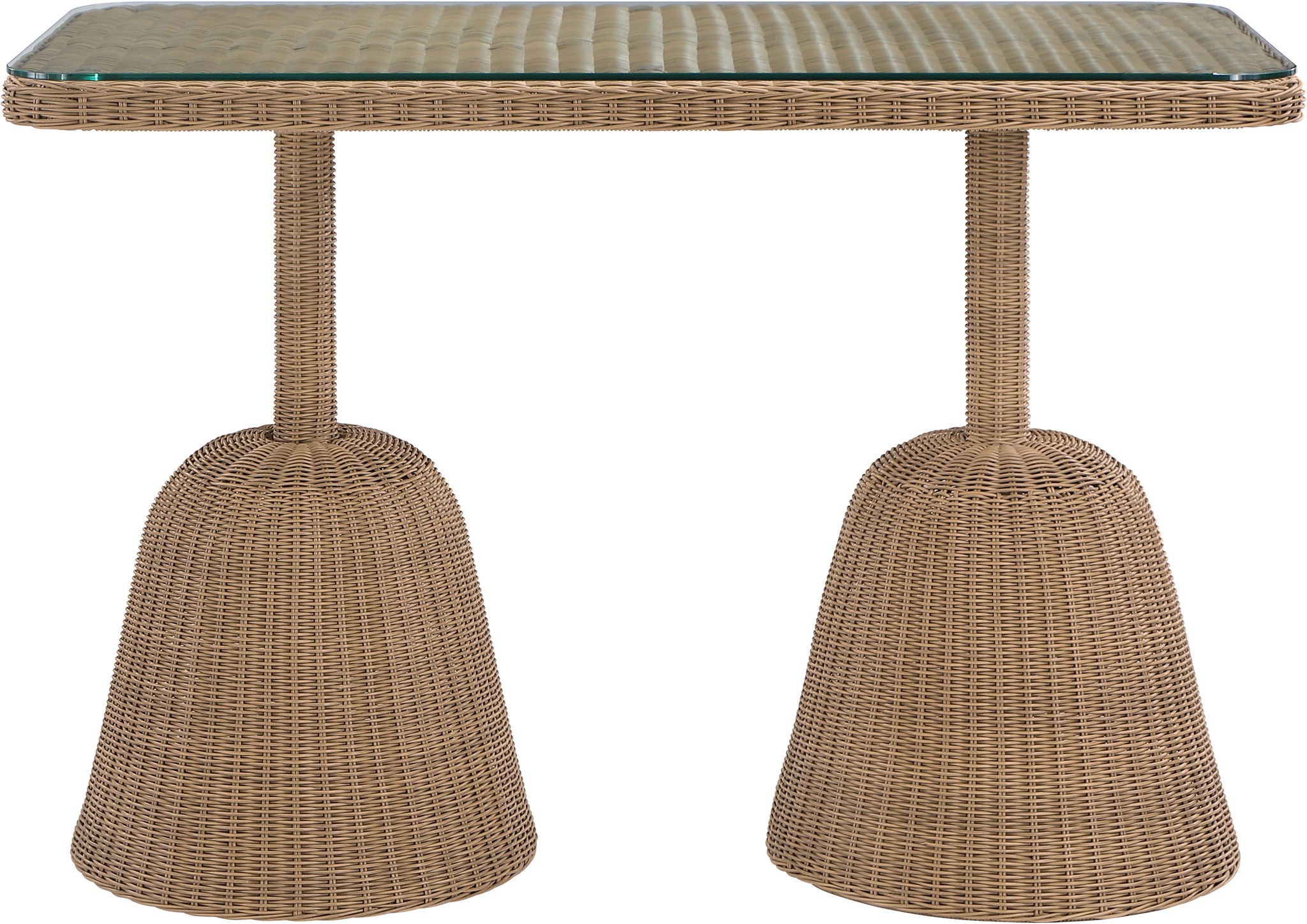 Seacrest - Tempered Glass Top And Wicker Outdoor Patio Bar Height Table