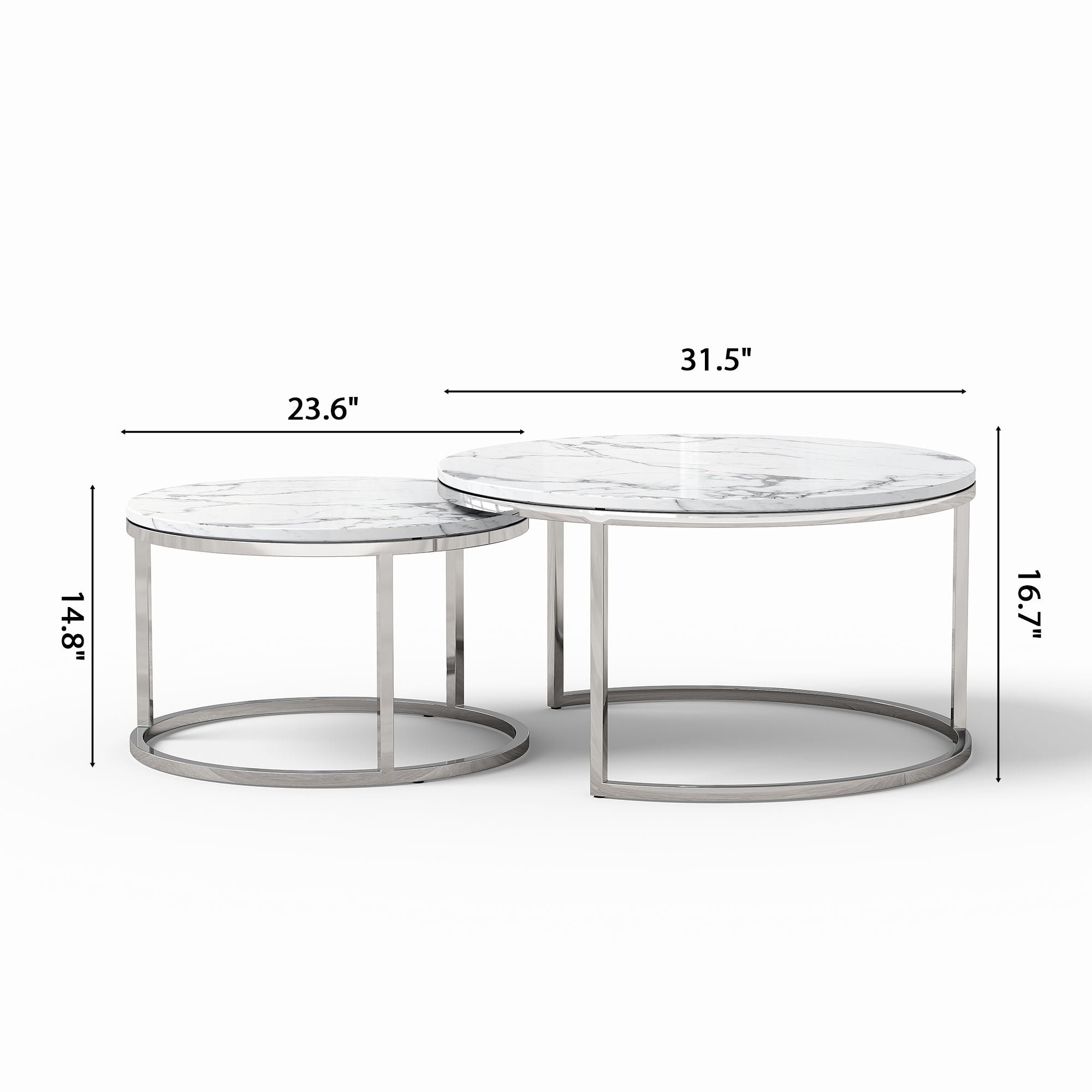 2 Piece Nesting Coffee Table Set For Living Room