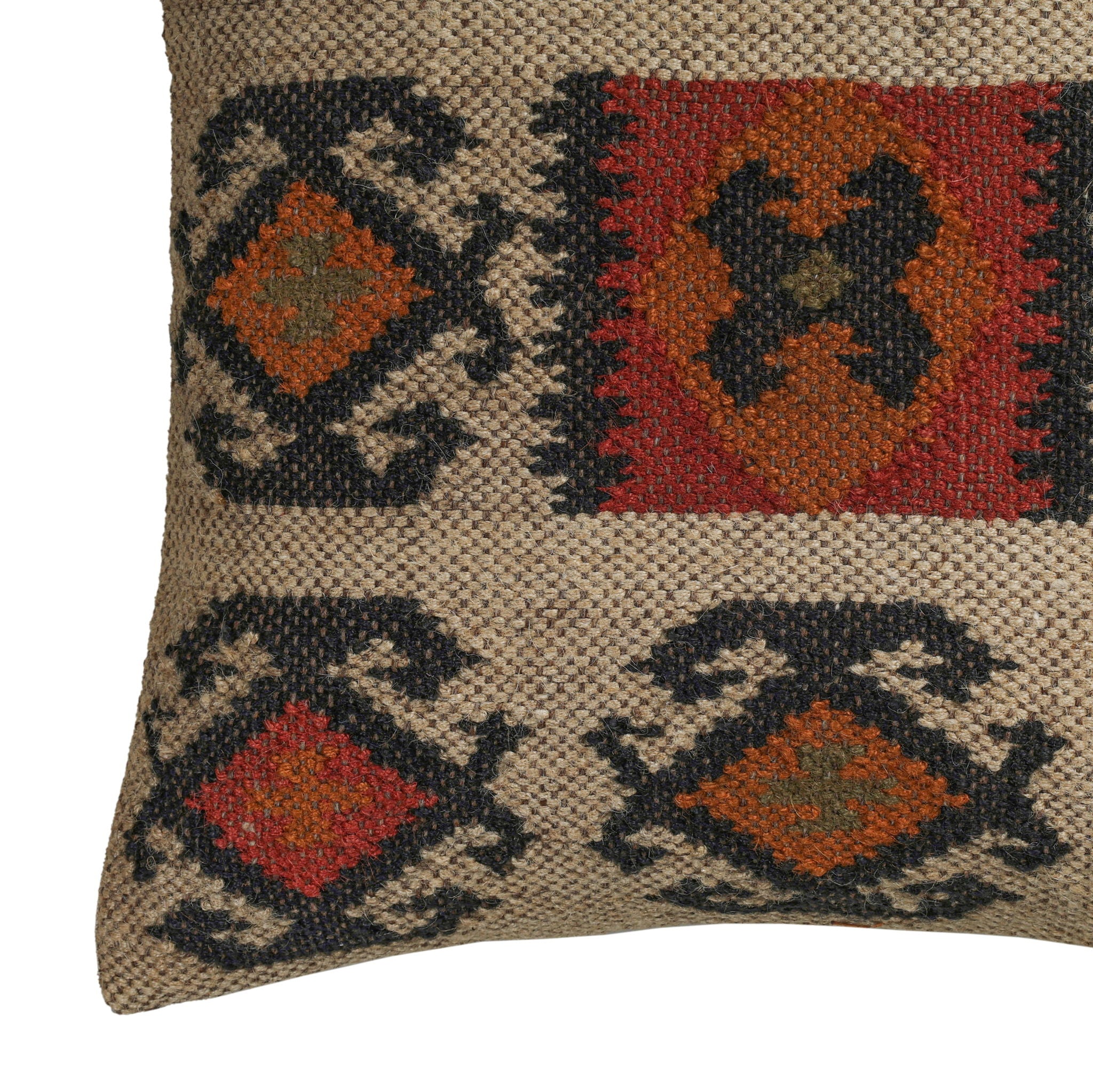 Terra - 20" Square Wool and Jute Kilim Throw Pillow - Clay