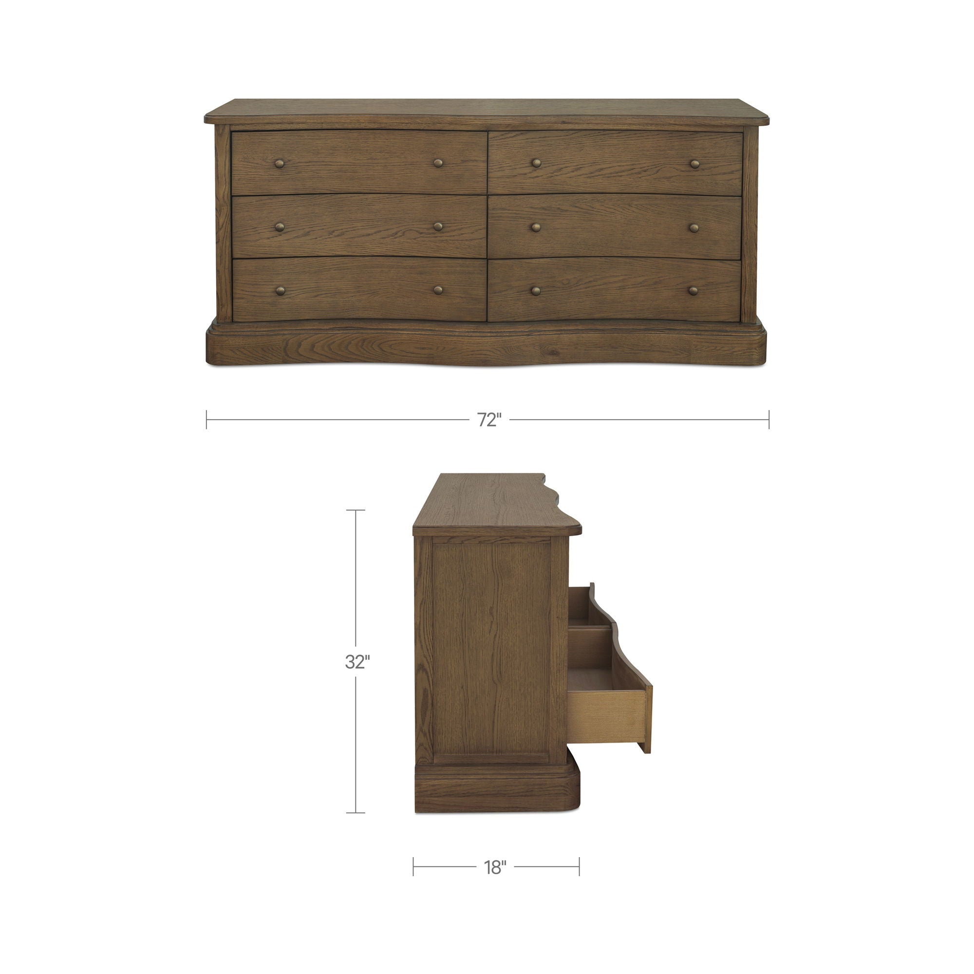 Clarence - 6 Drawer Dresser - Warm Brown