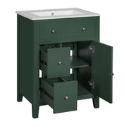 Bathroom Vanity With Basin, Rectangular Cabinet With 2 Drawers And Soft Closing Door