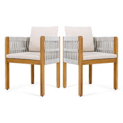 Outdoor Dining Chairs With Mix Rope Handles (Set of 2)