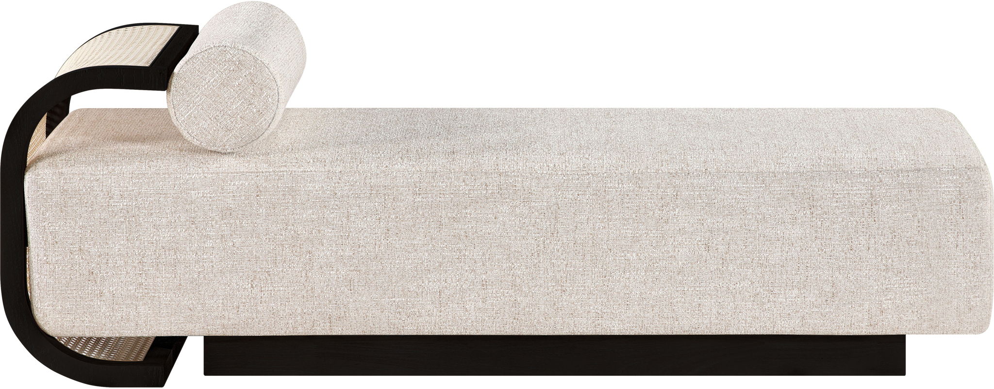 Zephyr - Linen Textured Fabric Upholstered Chaise - Painted Black Base