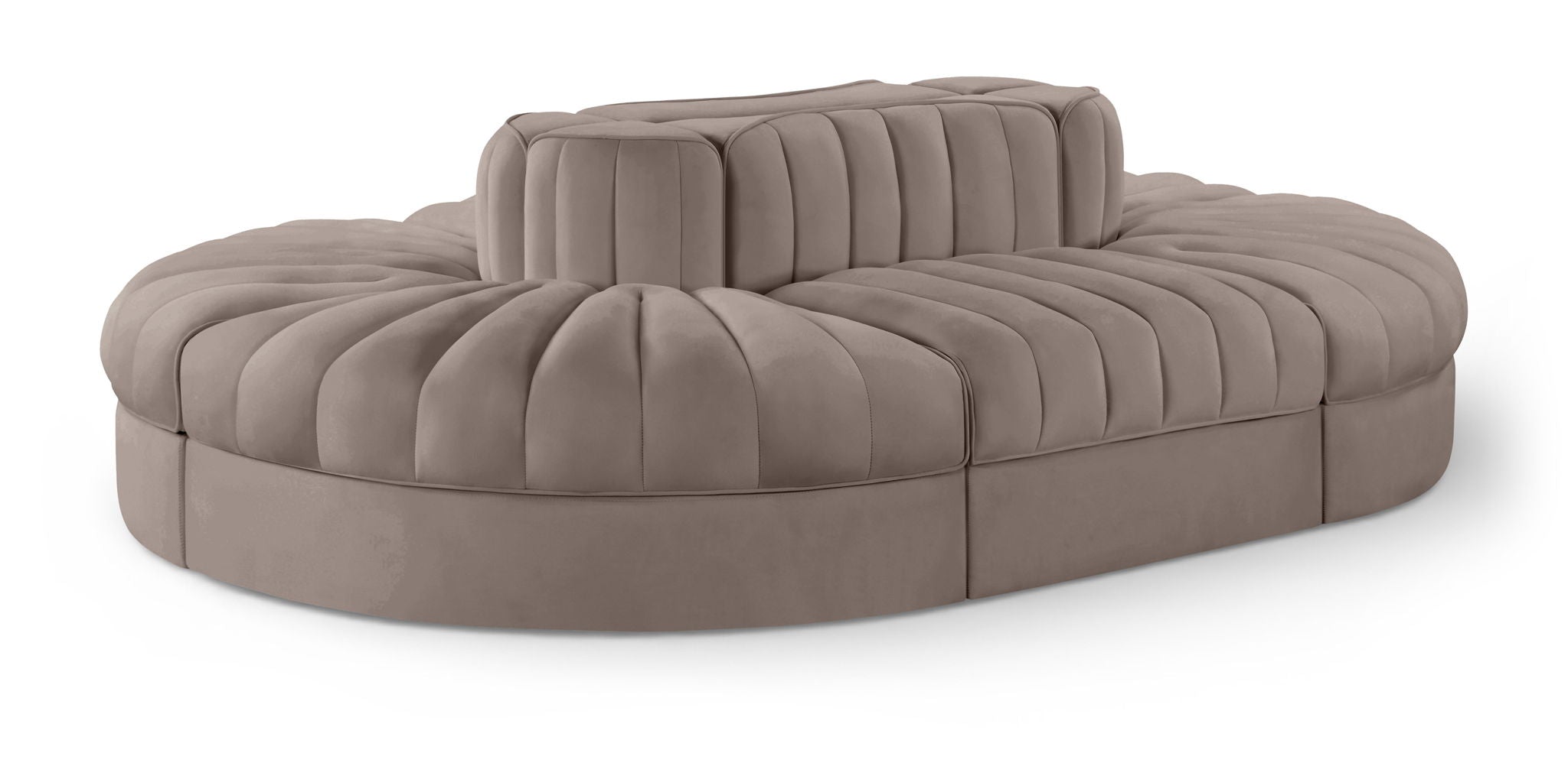 Rummi - Oval Velvet Performance Fabric Upholstered 6 Piece Modular Sectional