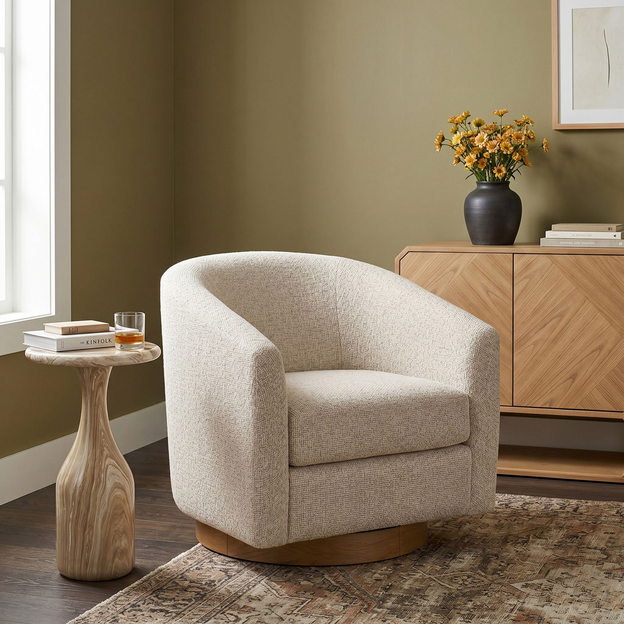 Modra - Performance Fabric Upholstered Swivel Accent Chair