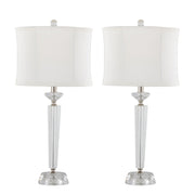 Diamond - Torch Contemporary Crystal Table Lamp (Set of 2) - Clear / Off White / Polished Nickel