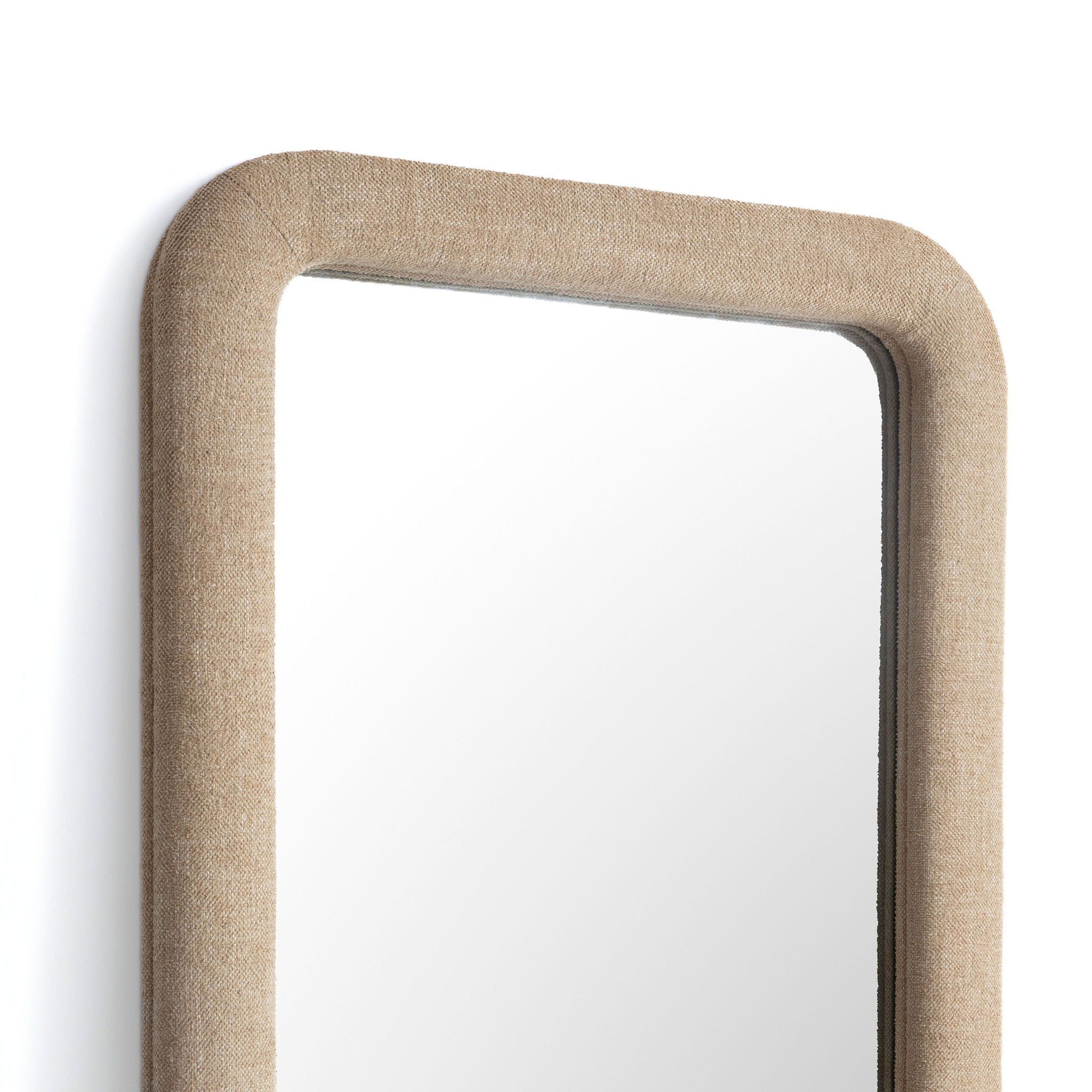 Heidi - Oversized Upholstered Floor Mirror In Textured Fabric