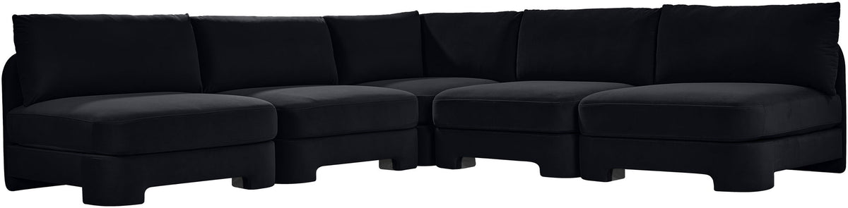 Hammond - Velvet Performance Fabric Upholstered 5 Piece Armless Sectional