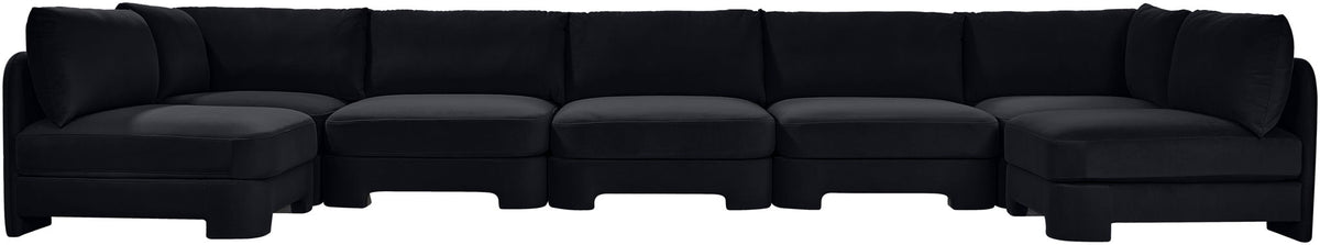 Hammond - Velvet Performance Fabric Upholstered 7 Piece U-Shaped Armless Sectional