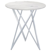 Halverson - Round Top Bar Table - White / Silver